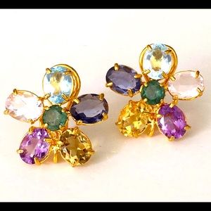 Multi Color Flower Earrings by Bounkit